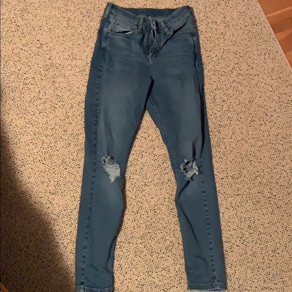 Topshop Mid Blue Ripped Jamie Jeans - Picture 3 of 4